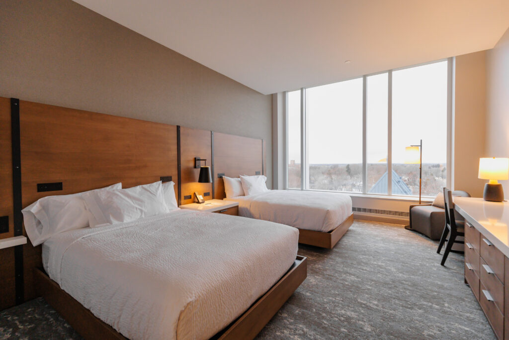A peak inside a Double Queen Castle room at the Highpoint Hotel in Sioux Falls